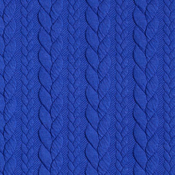 Jerseyjacquard Cloqué Zopfmuster – königsblau | Reststück 50cm