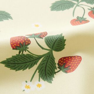 Beschichtete Baumwolle Erdbeeren – vanillegelb, 