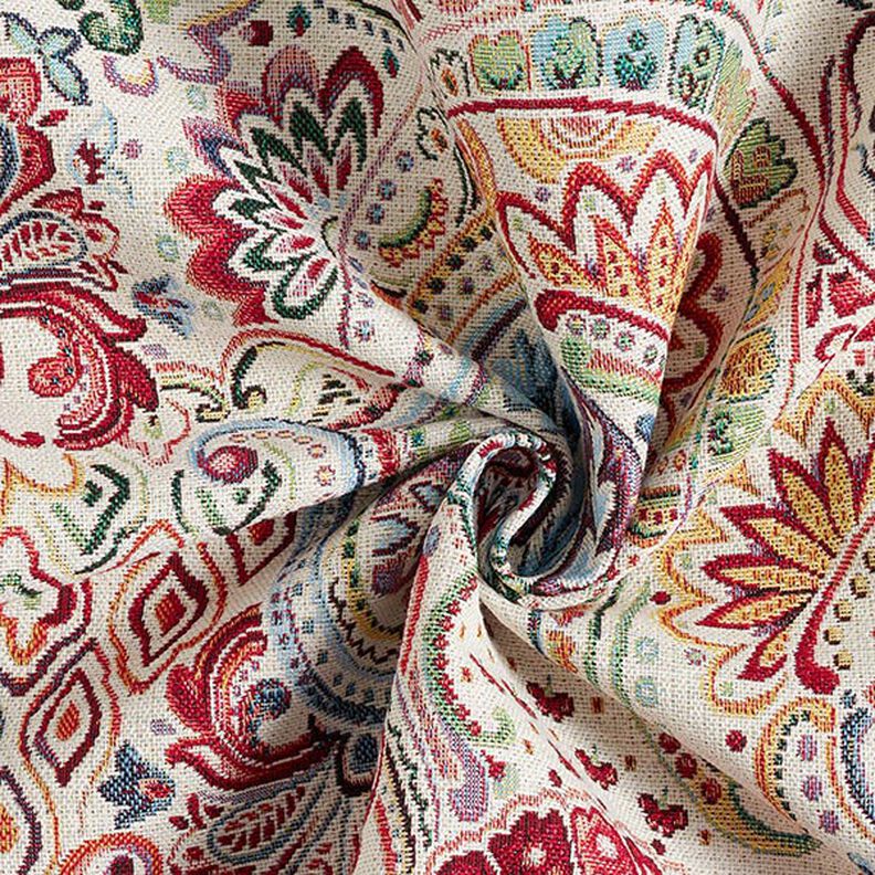 Dekostoff Gobelin buntes Paisley – wollweiss,  image number 3