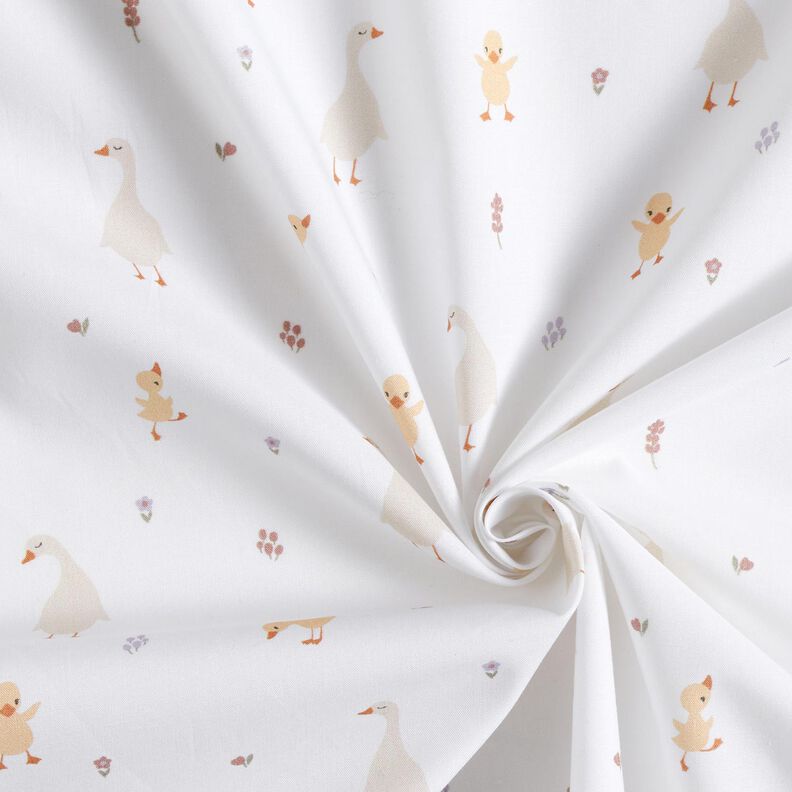 GOTS Baumwollpopeline süße Gänse und Küken | Poppy Fabrics – weiss,  image number 3