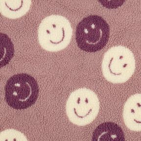 Teddyplüsch Smilies | Poppy Fabrics – dunkelaltrosa/wollweiss, 