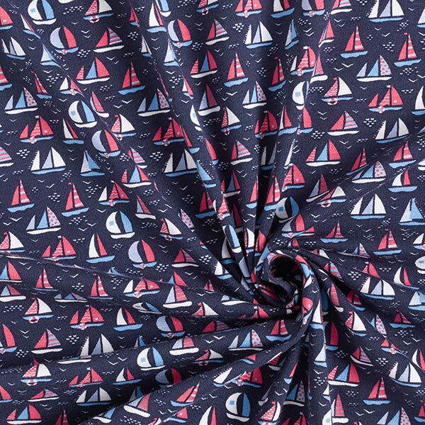 Baumwolljersey Segelboote – marineblau, image number 3