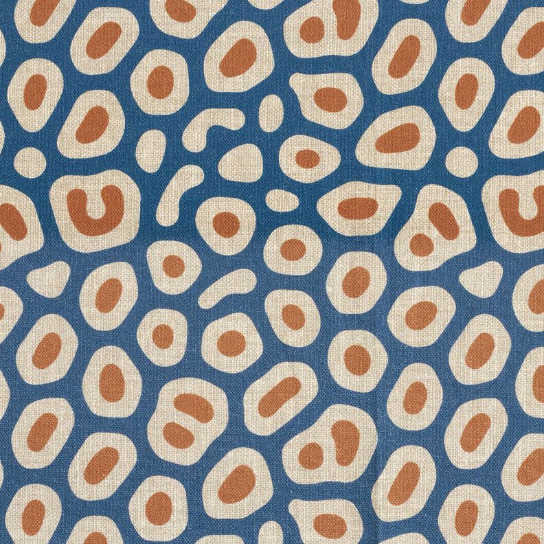Dekostoff Halbpanama abstraktes Leomuster – blau/cashew, image number 1