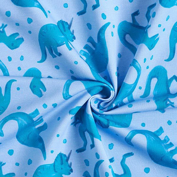French Terry Sommersweat Dinos | PETIT CITRON – hellblau, image number 3
