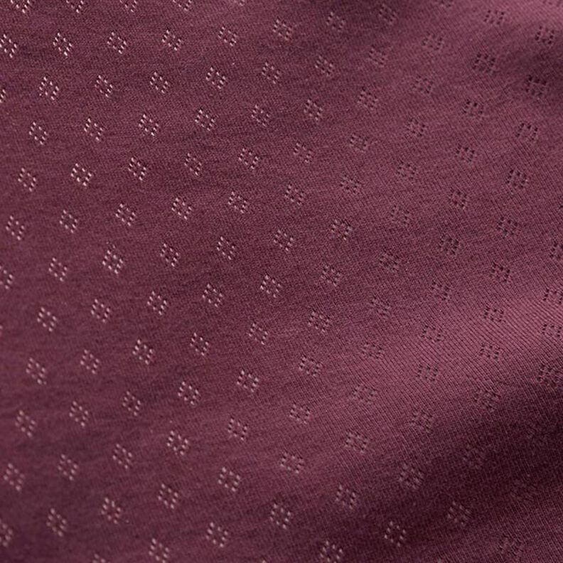 Feinstrickjersey mit Lochmuster – aubergine,  image number 3