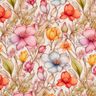 Viskose-Leinen-Mix Blumen und Rosenranken – natur/feuerrot,  thumbnail number 1