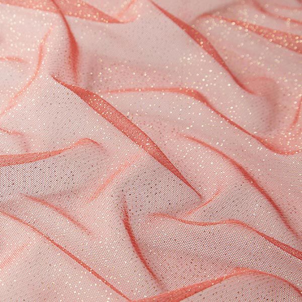 Glitzertüll Royal – terracotta/gold | Reststück 100cm