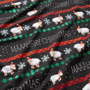 French Terry Sommersweat Määährry Christmas | Glitzerpüppi – schwarz/chili, 