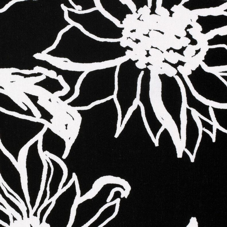 Viskose-Leinen-Mix abstrakte Sonnenblumen – schwarz/weiss,  image number 5