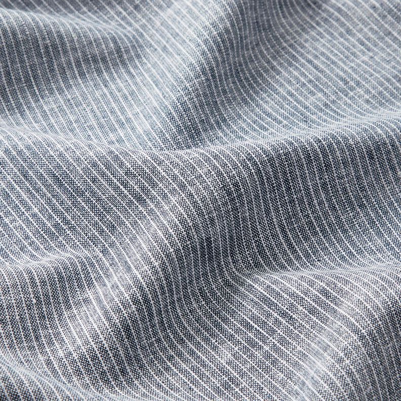 Leinen-Baumwoll-Mix schmale Streifen – nachtblau/weiss,  image number 2