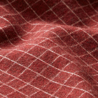 Strickjacquard Aufgraut Gitterkaro – karminrot, 
