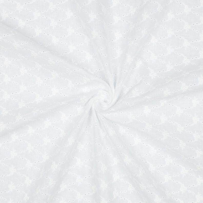Baumwollstoff Lochstickerei Blümchenrauten | Poppy Fabrics – weiss,  image number 3