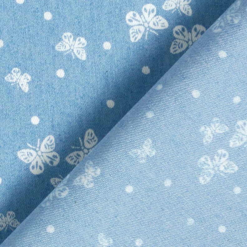 Chambray Punkte und Schmetterlinge – hellblau/wollweiss,  image number 4