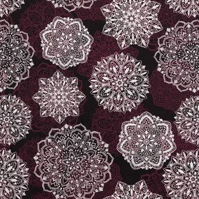 Baumwolljersey Mandalas | Glitzerpüppi – merlot/silbergrau, 