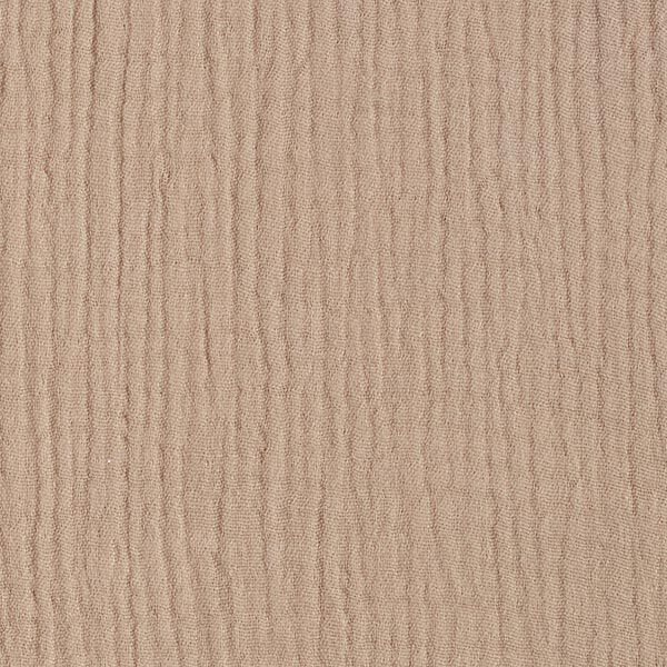 GOTS Dreilagiger Baumwoll-Musselin – dunkelbeige | Reststück 50cm