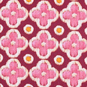 Dekostoff Canvas Stickerei-Look – bordeauxrot/pink, 
