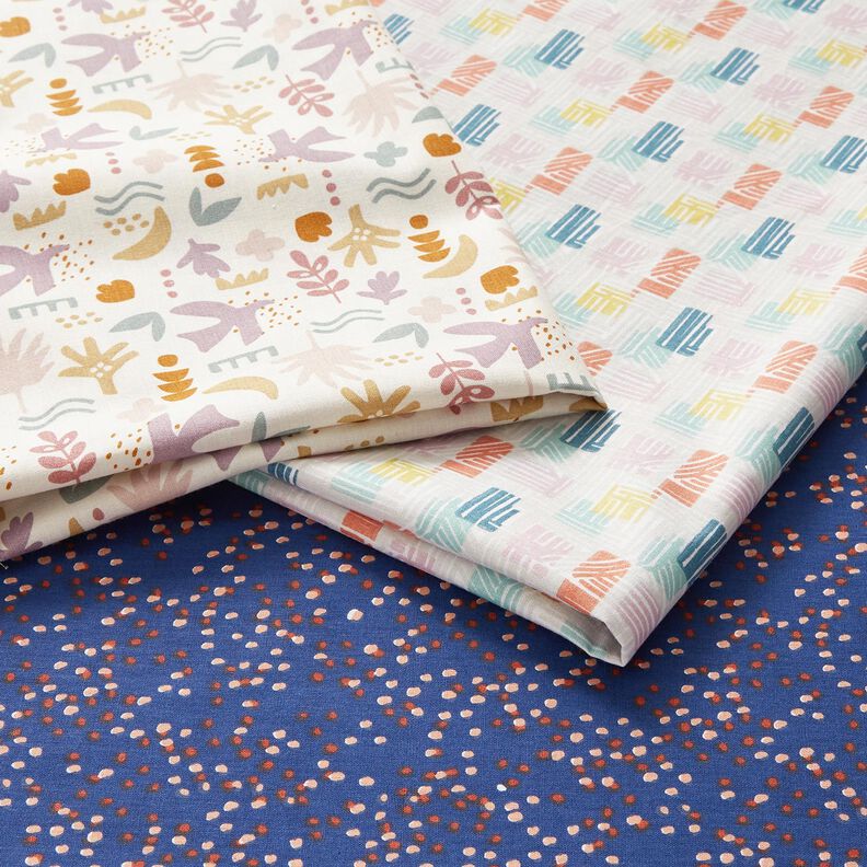Baumwollstoff Cretonne schraffierte Formen – silbergrau/pastellviolett, image number 5
