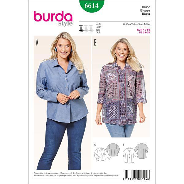 Plus-Size Bluse | Burda 6614 | 44-56,  image number 1