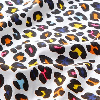 Baumwolljersey Neon-Leo Digitaldruck – weiss/neonpink, 