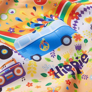 Karnevalsstoff Hippiemotive – schwarz, 