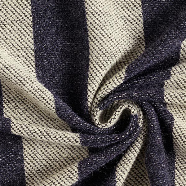 Strickjacquard breite Längsstreifen – nachtblau/weiss, image number 3