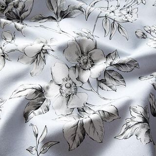 Dekostoff Canvas gezeichnete Blumen – hellblau, 