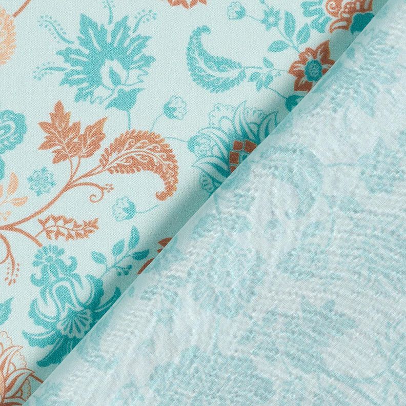 Viskose Voile Paisley Blumen Borderdesign – blau,  image number 4