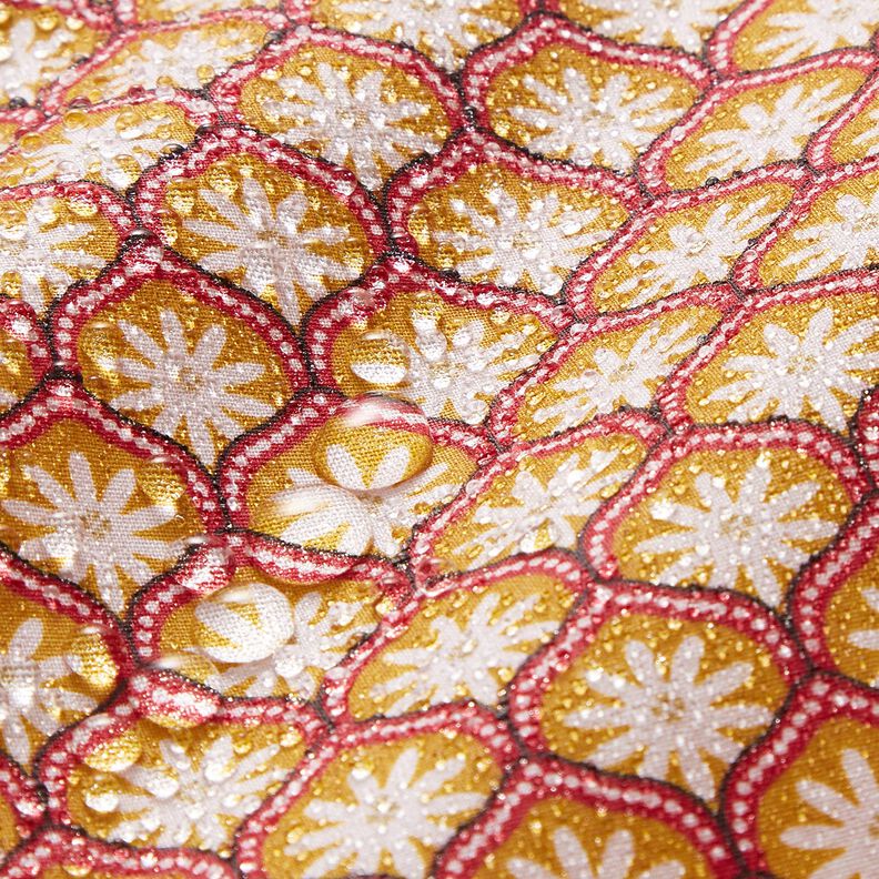 Beschichtete Baumwolle Blumenkacheln – senf/weiss, image number 6