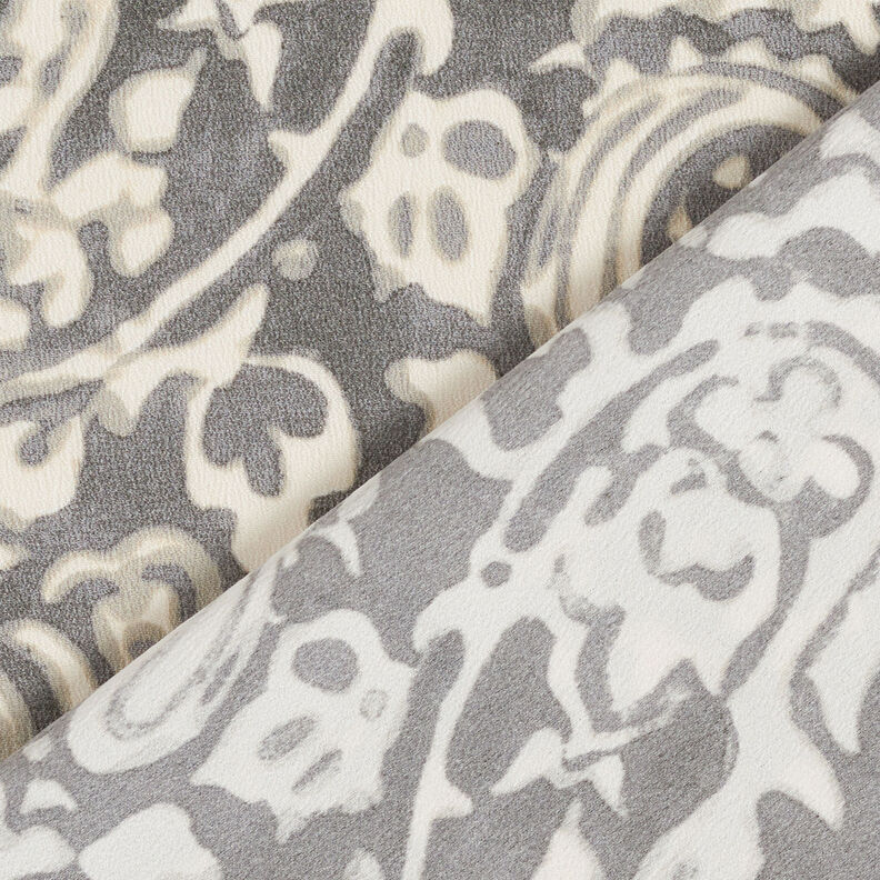 Crêpe Gewebe Paisley und Blumen – grau/weiss,  image number 5
