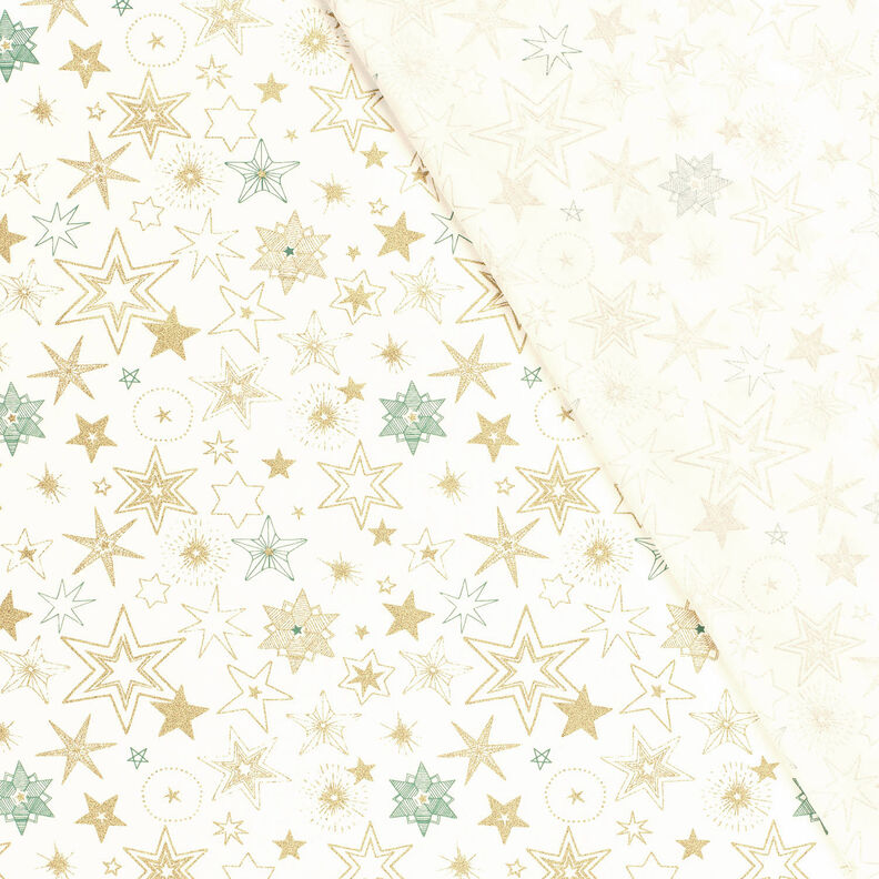 Baumwollstoff Popeline große Sterne – wollweiss/gold, image number 4