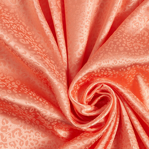 Polyester Satin minimalistisches Leomuster – pfirsichorange | Reststück 50cm