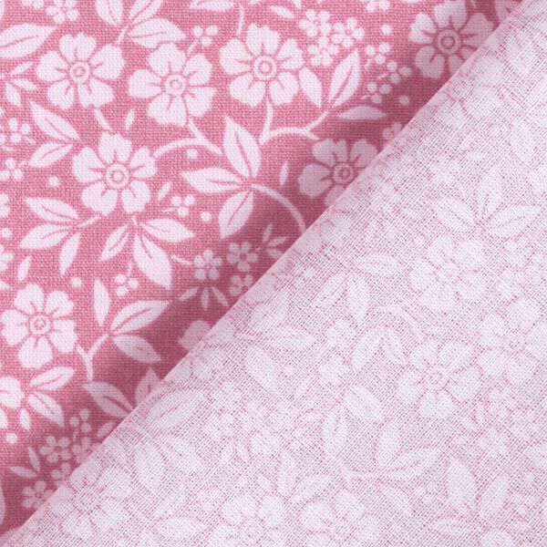 Baumwollpopeline Bi-Color-Blumen – altrosa/rosé | Reststück 50cm