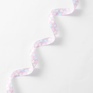 Satinband Blumen – rosa/hellblau, 