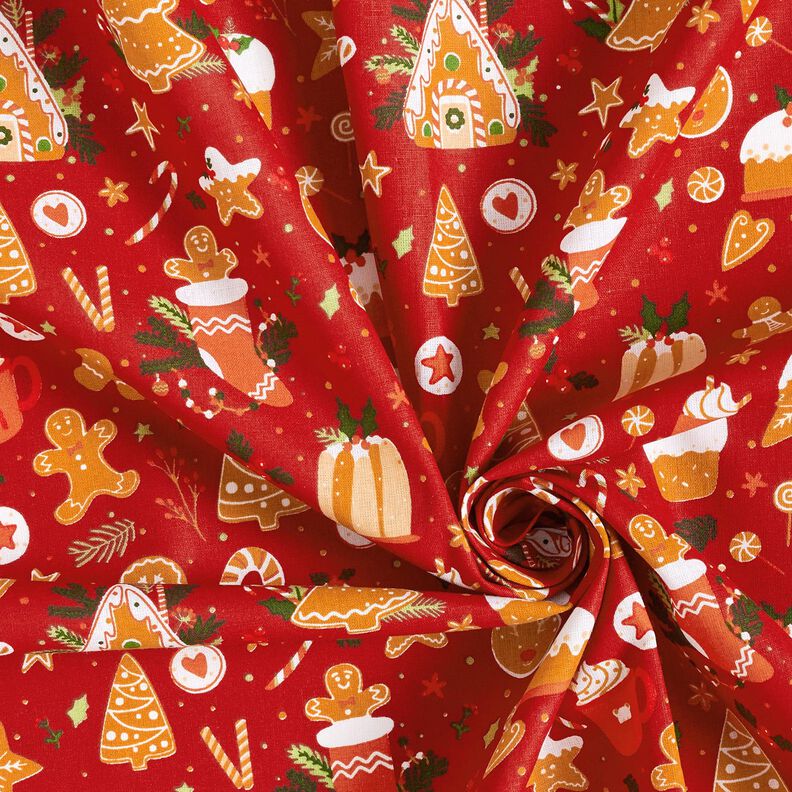 Baumwollstoff Popeline Lebkuchen – karminrot/senf,  image number 3