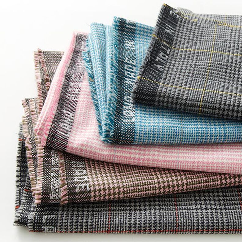 Wollstoff Glencheck – rosa/khaki,  image number 6