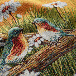 Dekopanel Gobelin Vogelpärchen – karminrot/hellbeige, 