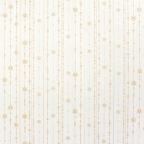 Dekostoff Jacquard Lurex Schneeflocken-Girlande – hellbeige/gold, 