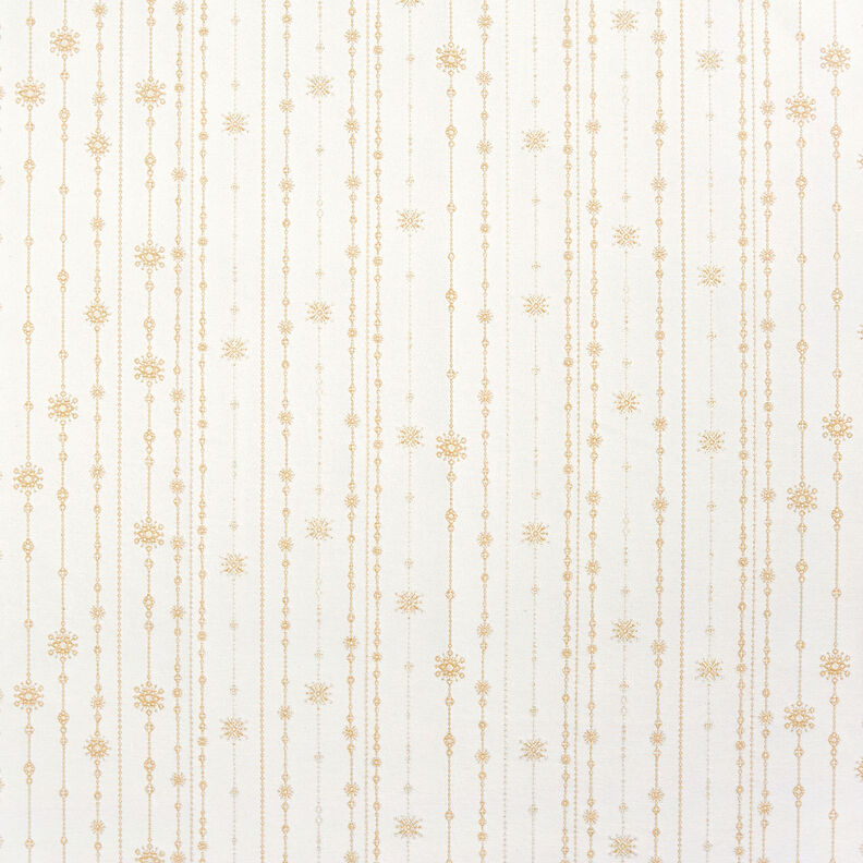 Dekostoff Jacquard Lurex Schneeflocken-Girlande – hellbeige/gold,  image number 1