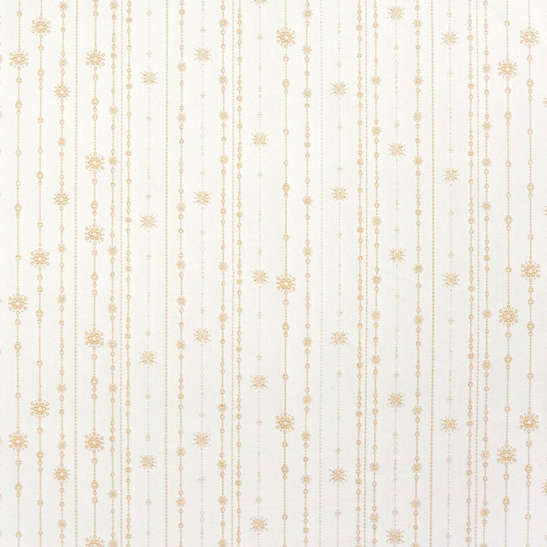 Dekostoff Jacquard Lurex Schneeflocken-Girlande – hellbeige/gold, image number 1