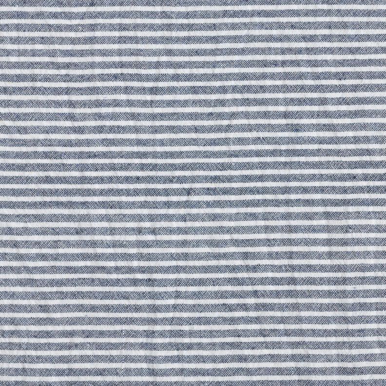 Baumwollstoff Leinenoptik schmale Streifen – weiss/marineblau,  image number 1