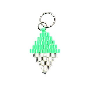 Anhänger Brick Stitch Raute [10 mm  x 15 mm] | Rico Design – grün/silber, 