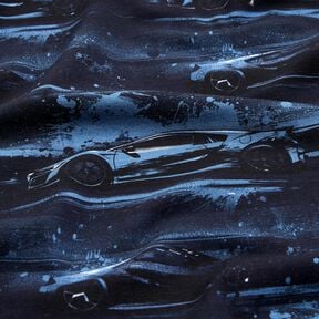 Baumwolljersey Rennauto Digitaldruck – schwarzblau, 