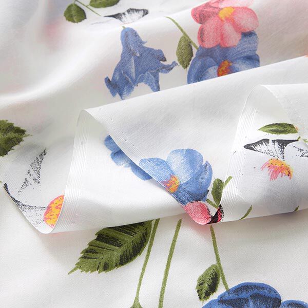 Seiden-Viskose-Satin Blumen und Blätter – weiss, image number 3