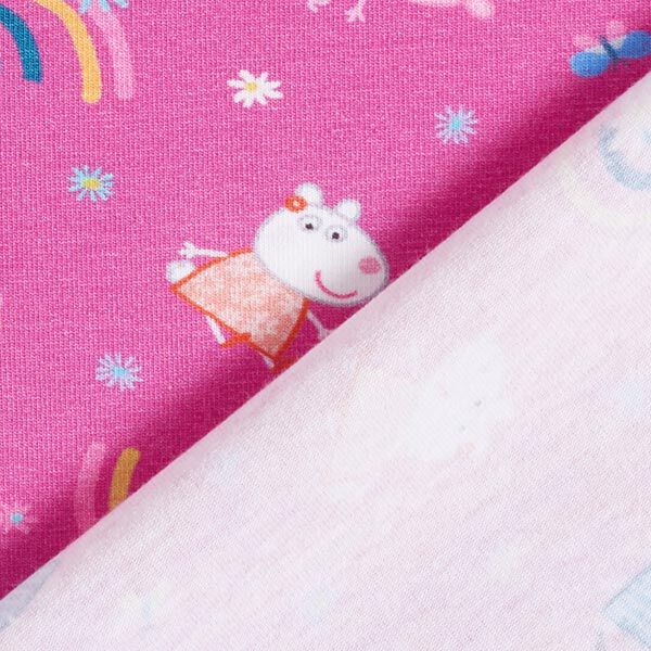 Baumwolljersey Peppa Wutz Blumen und Regenbögen | ABC Ltd. – pink – Muster, image number 4