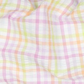 Seersucker Baumwoll-Mix buntes Karo &ndash; weiss/pastellviolett, 
