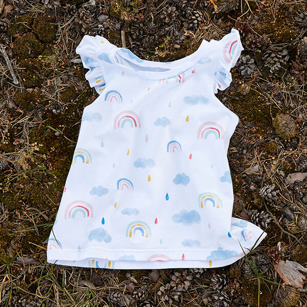 GOTS Baumwolljersey Aquarell Regenbogenwelt | Tula – weiss, image number 10