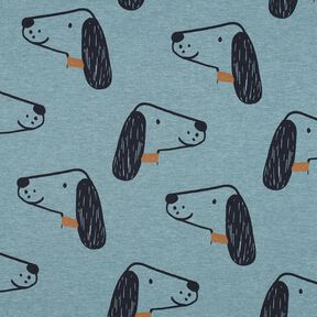 Baumwolljersey Hunde | Poppy Fabrics – taubenblau/schwarz, 