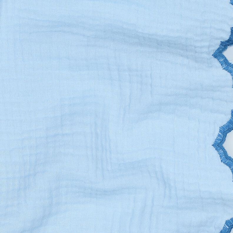 Musselin/ Doppel-Krinkel Gewebe beidseitige Bogenkante  | Poppy Fabrics – hellblau/königsblau,  image number 2