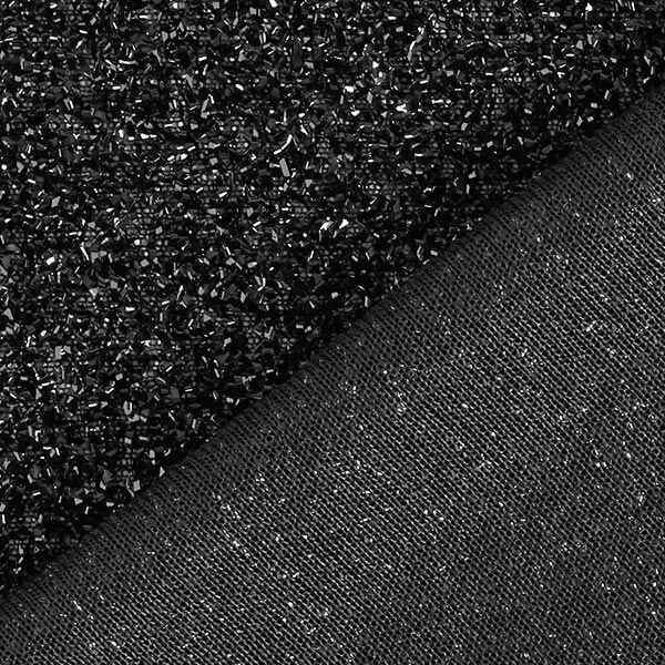 Karnevalsstoff Strick-Lametta – schwarz | Reststück 100cm