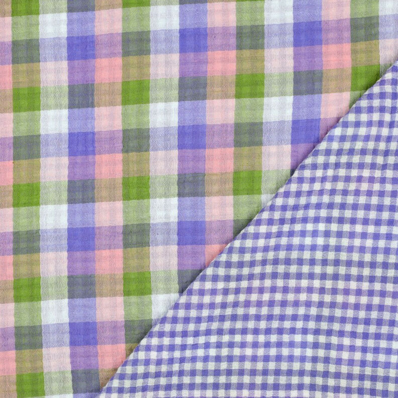 Musselin/ Doppel-Krinkel Gewebe Karo Doubleface | Poppy Fabrics – rosa/lavendel, image number 4